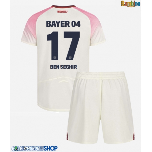 Maglie da calcio Bayer Leverkusen Eliesse Ben Seghir #17 Seconda Maglia Bambino 2025-26 Manica Corta + Pantaloni corti)